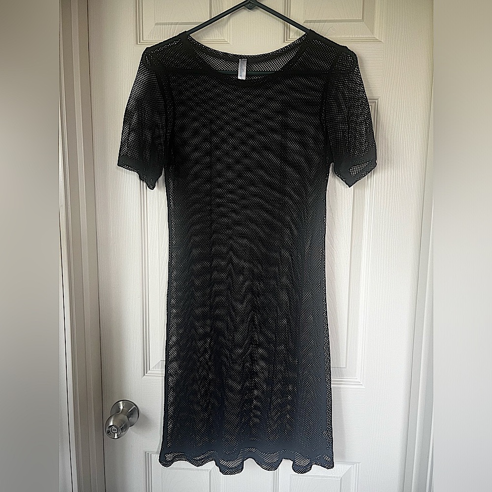 IHeartRaves Black Fishnet Dress/Oversized T-Shirt
